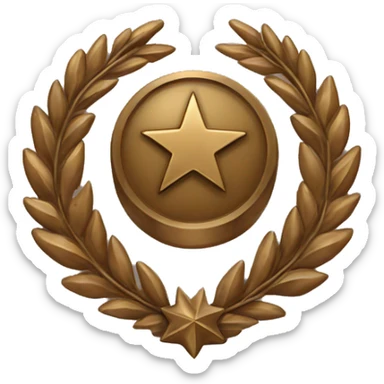 Bronze military badge with stars and a wreathe sticker