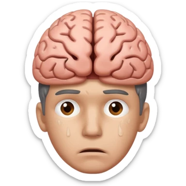 a worried man that dont know what to do and with the brain out of your opened head sticker