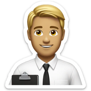 mormon missionary with one black nametag over the left side of the chest with a clipboard on hand, completely white shirt, show only the torso sticker