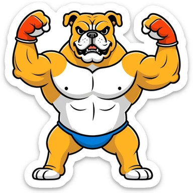 Bully dog flexing sticker