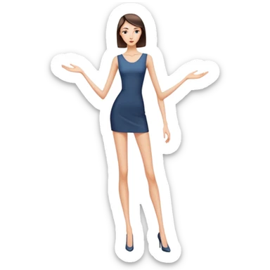A tall slender woman with elongated arms and legs, sharp angular facial features, high cheekbones sticker