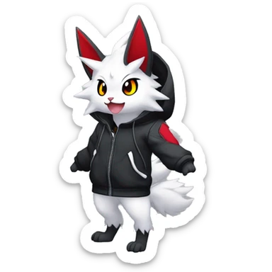 Dark Anthro Cool Kawaii Litten-Absol-Zangoose-Pokémon Punk Techwear Hoodie Cargo Collar sticker