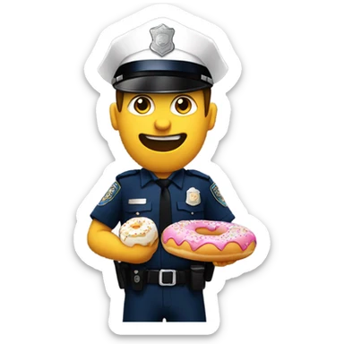 Cop eating donut sticker