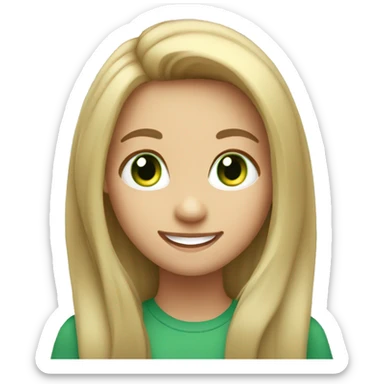 smiling girl with long hair green eyes sticker