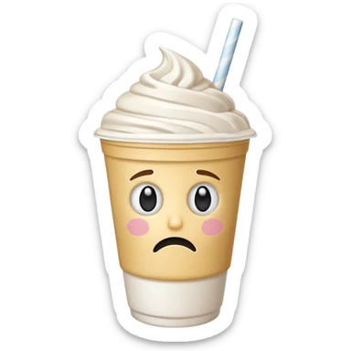 empty milkshake cup with a face and sad sticker