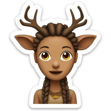 Deer woman with brown dreadlocks sticker