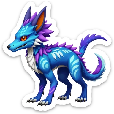 Rare realistic exotic cute epic pretty beautiful handsome gorgeous aesthetic colorful vibrant Vernid-Protogen-Primagen-Wickerbeast-Sergal-Gener-species-Fakemon-hybrid-creature by LiLaiRa, beautiful intricate markings, full body sticker