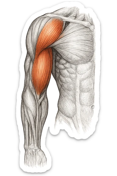 tricipite visto anatomicamente , colora solo il tricipite, il resto fallo in bianco e nero sticker