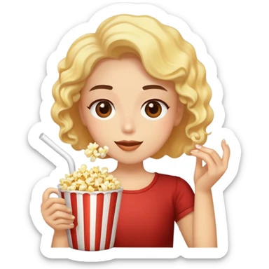 Eating popcorn heating tea sticker