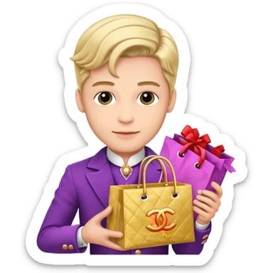 prince holding Chanel gift bags sticker