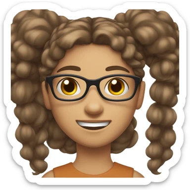 ado fille, cheveux brun,  lunettes, yeux marron, peau blanche, appareil dentaire  sticker