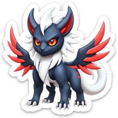 Handsome cool badass edgy Absol-Litten-Darkrai-Giratina-Yveltal-Pokémon-Fakémon-fusion-hybrid-creature sticker
