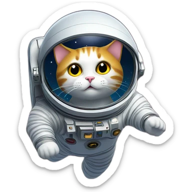 Space cat floating in space with galaxy sticker
