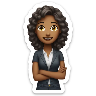 create a cute girl next door emoji being professional sticker