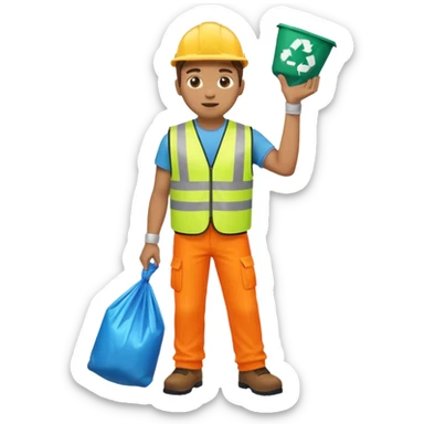 waste-management, neon safety vest, trash picker, cleaning up trash, full body sticker