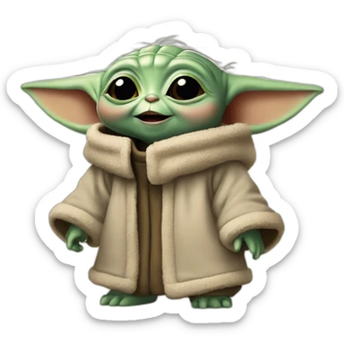 Baby Yoda feliz, riendo, lleno de alegria sticker