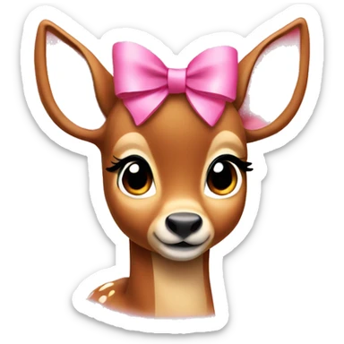a bambi with a pink bow sticker