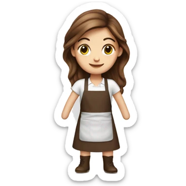 white girl with long brown hair in an apron sticker