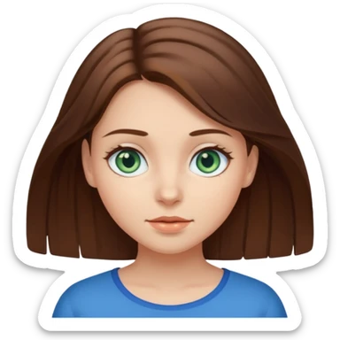 girl with medium length brown hair and blue-greenish eyes sticker