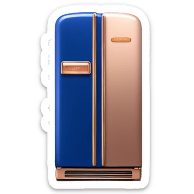 Realistic royal blue and rose gold retro vintage fridge.  sticker