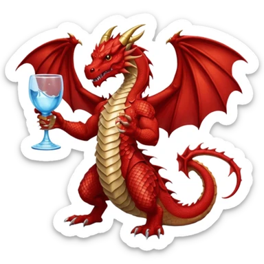 red dragon holding a drink sticker