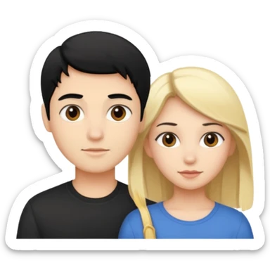 blonde girl and black haired boy sticker