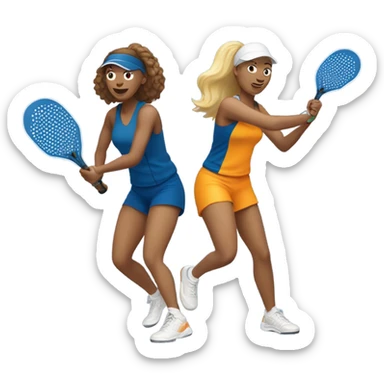 2 white women playing pickleball  sticker