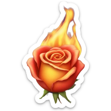 Rose on fire sticker