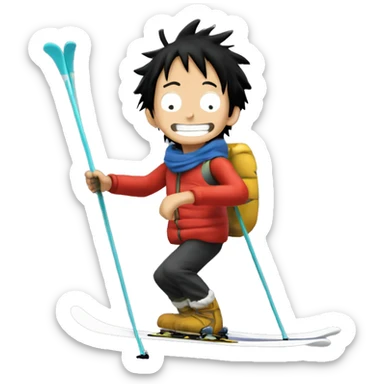 Luffy from onde piece skiing  sticker