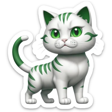 Jacked up Huge jumbo Super Duper Muscular Cat with a 10 pack full body black and white body and green eyes  sticker