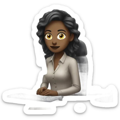 office siren girl working at the pc sticker