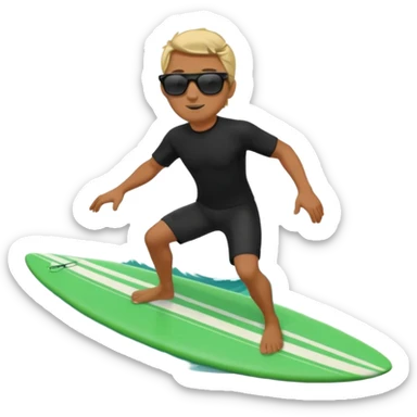 Un hombre sorteando con camisa negra y tabla verde sticker