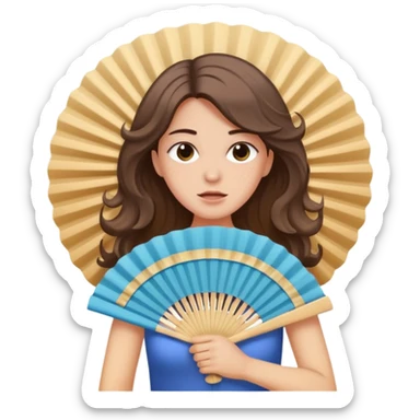 mulher com muito calor se abanando com leque sticker