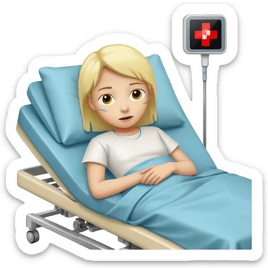 pessoa com a pele amarelada deitada em uma maca de hospital sticker