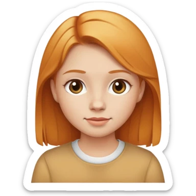 traditional simple emoji of young girl with ginger blonde hair, classic round face, simplified features, standard emoji style sticker