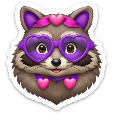Raccoon wearing Purple Heart glasses sticker