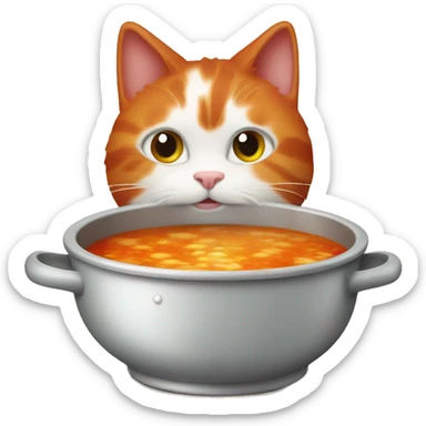 A red-haired cat cooks soup sticker