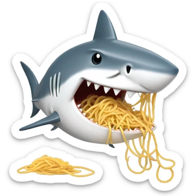 Shark eating spaghetti sticker