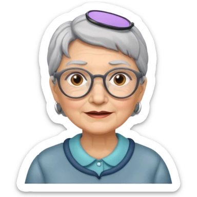 grandmother with glasses and gray hair, grizzle sticker