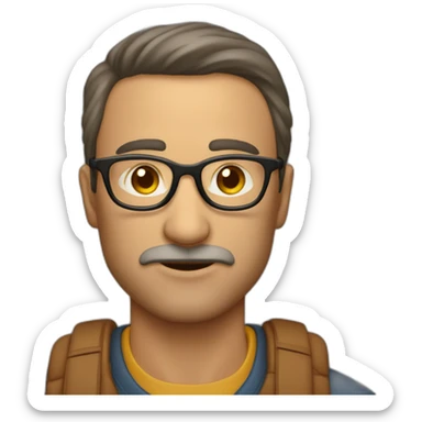 Hombre de 43 años, guapo, con gafas, atuendo de otoño sticker