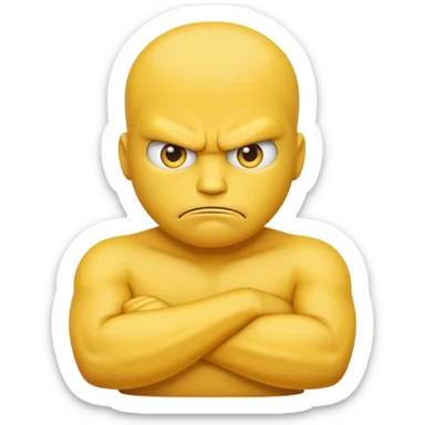 the yellow angry face emoji with arms crossed over each other in front sticker