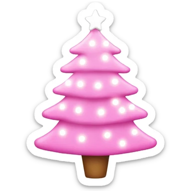 pink Christmas tree with white lights sticker