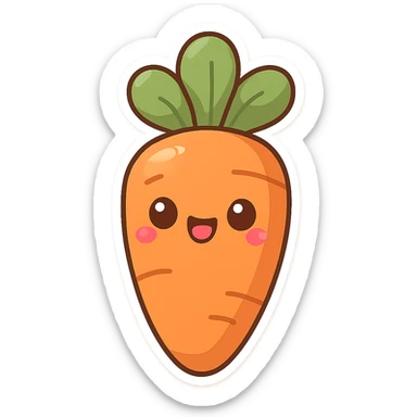 chibi sticker-style carrot, cute and exaggerated sticker