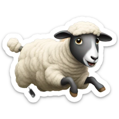 a sheep jumping over a fence sticker