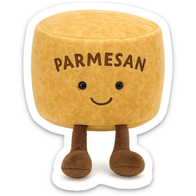 parmesan cheese wheel jellycat stuffed plushie sticker