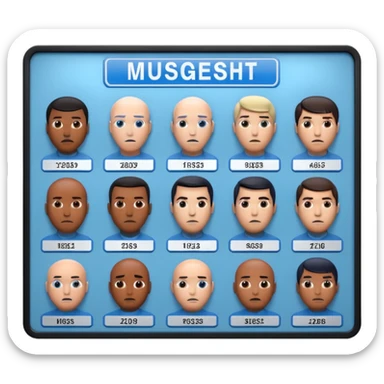 3D render of Mugshot Board, forensic investigation aesthetic, sterile clinical lighting, cool blue undertones, sharp high-contrast details, professional clean look. sticker