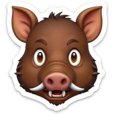 Wild boar face with long tusks emoji realistic sticker