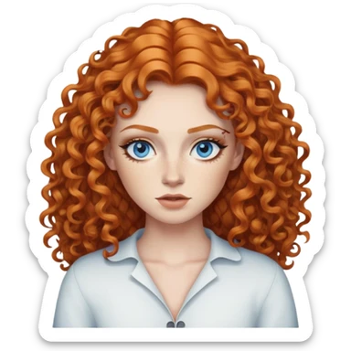 pretty long hair cury ginger baddie with eyeliner and blue eyes sticker