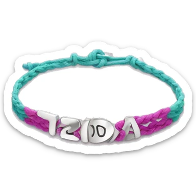 A friendship bracelet with the words  “2 days “ on it in charms sticker