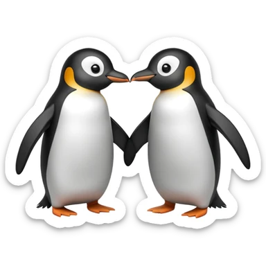 Two penguin friends playing sticker